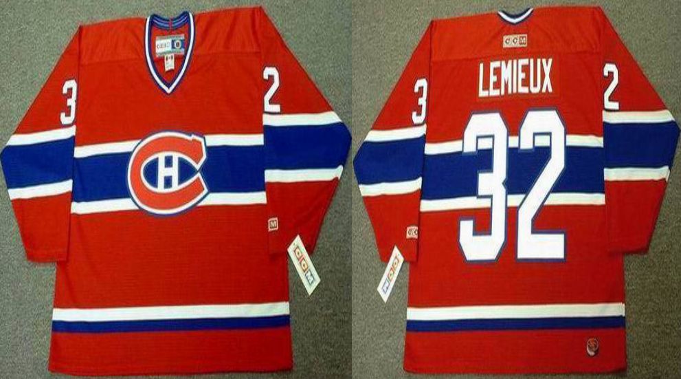 2019 Men Montreal Canadiens 32 Lemieux Red CCM NHL jerseys
